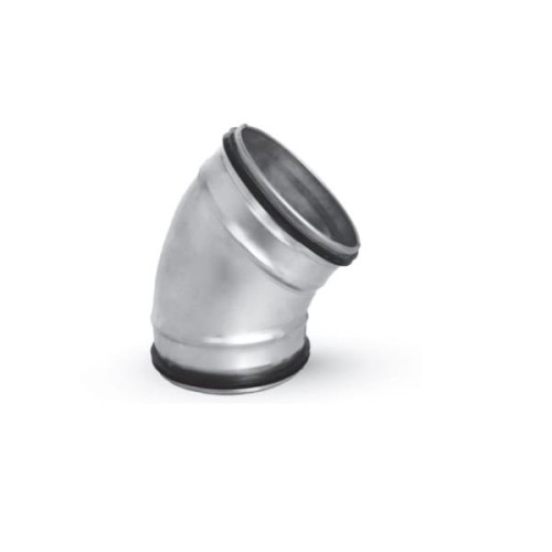 Kolano tłoczone z uszczelką BPL kąt 45st. D-125mm do rur spiro stalowe ocynkowane