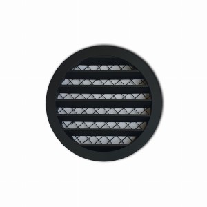 Czerpnia wyrzutnia KWO D-160mm wentylacyjna okrągła ścienna aluminiowa kratka z siatką czarna