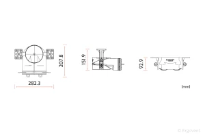 Skrzynka Ergovent  SLIMBOX 2x75 125 do anemostatów gipsowych ERGOVENTU Wymiary.webp