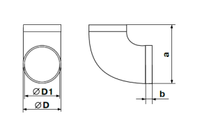 Kolano okrągłe 90° Wymiary