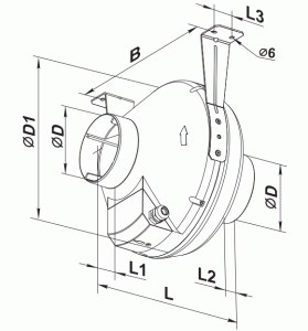 Wentylator kanałowy VK/VKS 200 Wymiary